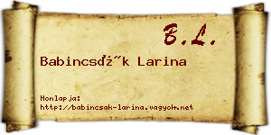 Babincsák Larina névjegykártya